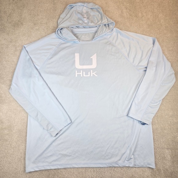Huk Other - Huk Performance Fishing Hoodie Mens XXL Light Blue Long Sleeve Sun Shirt
